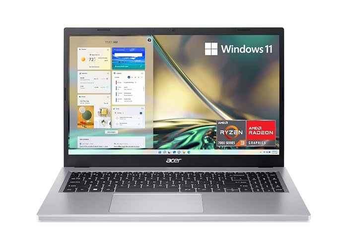 acer Aspire 3 A315-24P-R7VH Slim Laptop | 15.6" Full HD | AMD Ryzen 3 7320U Quad-Core | AMD Radeon Graphics | 8GB LPDDR5 | 128GB NVMe SSD | Wi-Fi 6 | Windows 11 Home