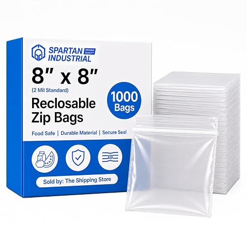 8” X 8” (1000 Count) 2 Mil Clear Reclosable Zip Plastic Poly Bags | with Resealable Lock Seal Zipper - Spartan Industrial