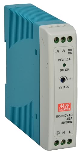MEAN WELL MDR-20-24 AC to DC DIN-Rail Power Supply, 24V, 1 Amp, 24W, 1.5" - 1943385