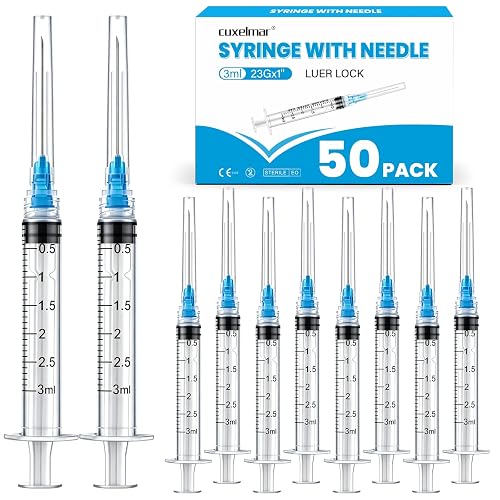 50 Pack 3ml Precision Liquid Handling Tool, 23G Fine Tip, Individually Wrapped, for Lab, Craft, Glue, Oil & Ink Dispensing,