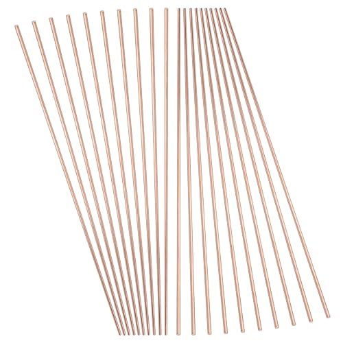 UAUAFIFI Pure Copper Round Rod 1/8"Dia 13"Length Bare Copper Cu Metal Rod for DIY, Industry, Decoration (1/8x13inch, 20Pcs)