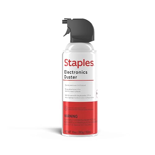 Staples Compressed Air Duster, 10 oz Can, Electronics & Keyboards, Office | Blasts away dust and debris from laptops, vents, and hard-to-reach office equipment.