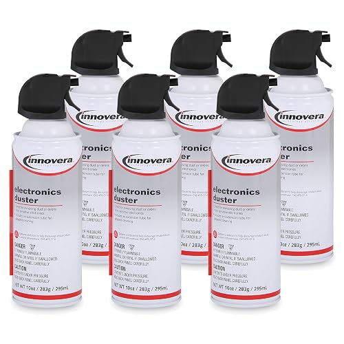 Innovera Compressed Air Duster Cleaner | 6 Count; Powerful Compressed Air Stream Quickly Removes Dust, Dirt, Lint, and Debris from Hard-To-Reach Areas