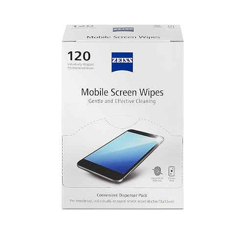 ZEISS Pre-Moistened Wipes, Screen Cleaner, 120 Count | Disposable, Single Use Lens Wipes for Screens, Safe for Lenses and Anti-Reflective Coatings