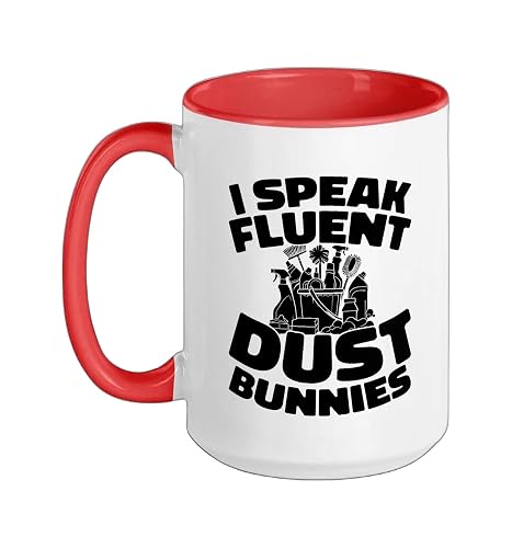 Cleaner Janitorial - Sanitation Housekeeping Cleaner Ceramic Mug, Red/White, 15oz