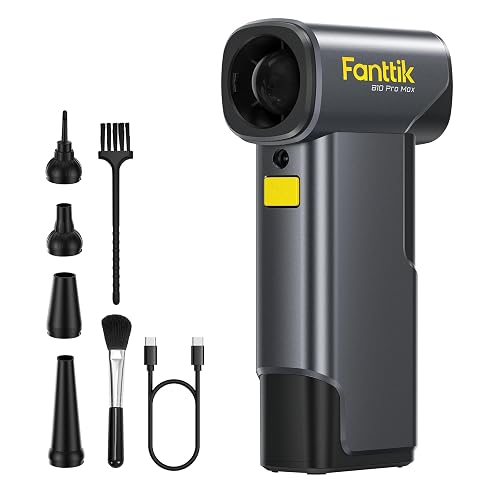 Fanttik B10 Pro Max Electric Air Duster with Powerbank Function (Grey) | 130000RPM Brushless Motor, 6-Speed Adjustable, One-tap Booster, 28.8Wh Rechargeable, Electric Duster for PC, Car, Desk-Setup