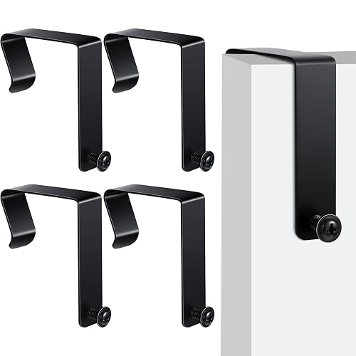 Oudain 4 Pcs Partition Hanger Set Adjustable Cubicle Hooks Metal, Black | Fits 1.5 to 2.5 Inch Panels, over Door Hangers Cubicle Walls, Whiteboard Mirror Accessories, Office Use