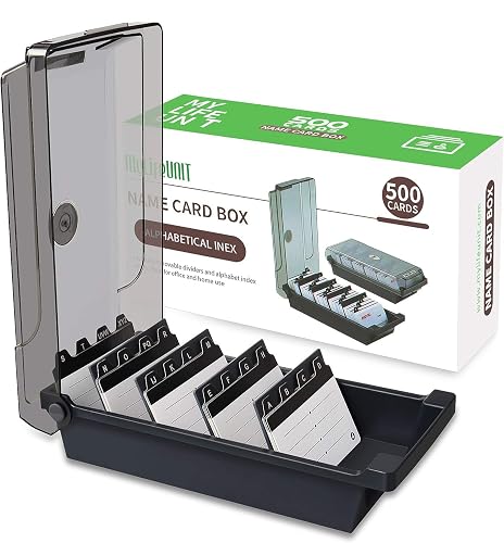 MyLifeUNIT Business Card Holder, 2.2" x 3.5" Index Card Organizer with Dividers and Index Tabs, Capacity: 500 Cards