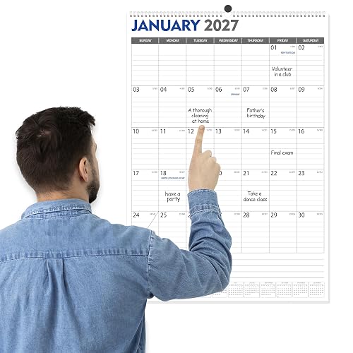 GuassLee Large Wall Calendar 2027-2028, 18 Month, 22"x15" | Vertical Monthly Calendar, Jan 2027-Jun 2028, with Julian Dates & Note Section – Thick Paper, Ideal for Office Home Planning