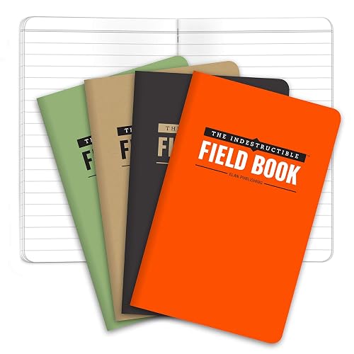 Elan Publishing Company The Indestructible, Waterproof, Tearproof, Weatherproof Field Notebook - 3.5"x5.5" - Combo Colors - Lined Memo Book - Pack of 4
