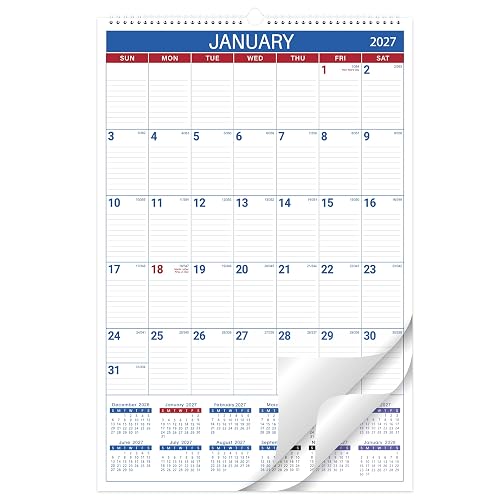 2027 Wall Calendar, 2027 Vertical Large Wall Calendar, 15" x 23" | from Jan 2027 - Dec 2027, Julian Date, Premium Paper, for Home Office Organizing