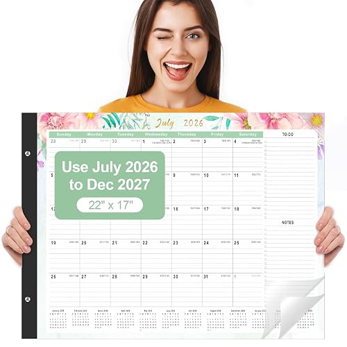Large Desk Calendar 2026-2027,Jul 2026-Dec 2027,Gannyfer 18-Month Calendar | 22" x 17" Desktop Pad Calendar, Office Supplies Perfect for Planning and Organizing In Your Home, School or Office