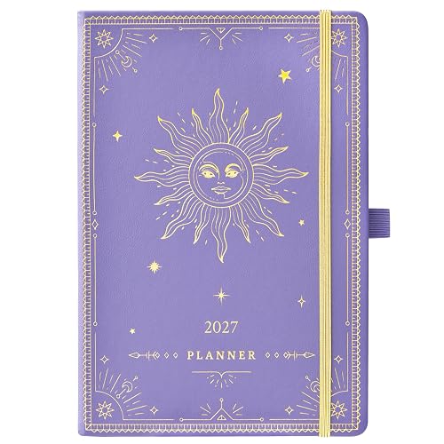 2027 Planner - 2027 Weekly Monthly Planner, 5.75" x 8.25" | January 2027 - December 2027, Faux Leather Planner 2027 with Back Pocket & 40 Notes Pages - Lavender
