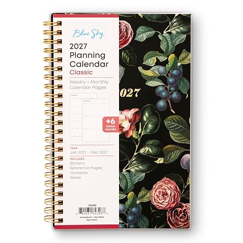 Blue Sky 2027 Weekly & Monthly Planner Calendar, 5"x8", Noire | January 2027 - December 2027, Flexible Cover, Durable Twin Wire Binding, Stickers