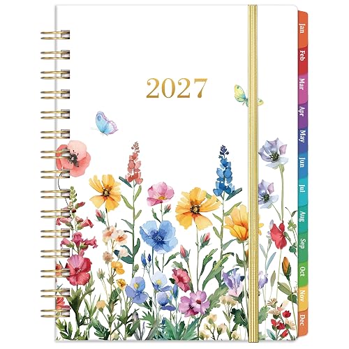 Planner 2027-2027 Calendar Planner, Jan 2027 - Dec 2027, 8.5" x 6.4" | 2027 Weekly and Monthly Planner with Premium Paper, Back Pocket, Ideal for School Office & Home Planning -Floral