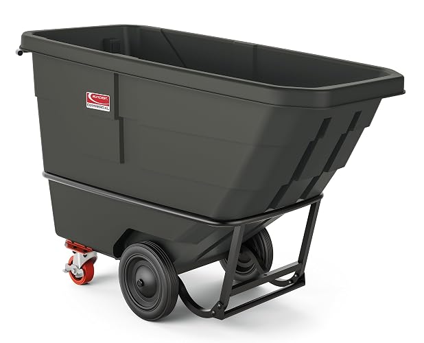 Suncast Commercial Standard Duty 3/4 Cubic Yd. Roto Molded Tilt Truck - Towable Cart for Loading and Unloading