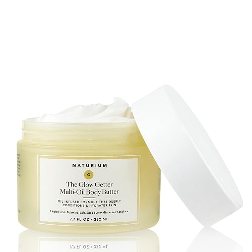 Naturium The Glow Getter Multi-Oil Body Butter with Squalane, 7.7 fl oz | Whipped Multi-Oil Body Butter with Shea Butter, Glycerin & Squalane, Helps Skin Feel Smooth and Supple