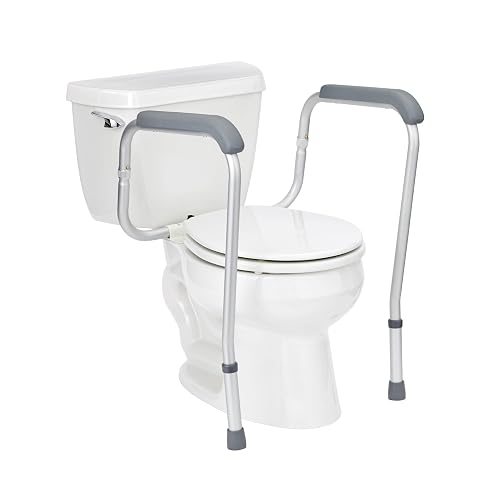 Medline Toilet Handle Safety Rail, Aluminum Grab Bar for Bathroom, 27.5" to 32" Adjustable Height, 250-lb. Capacity
