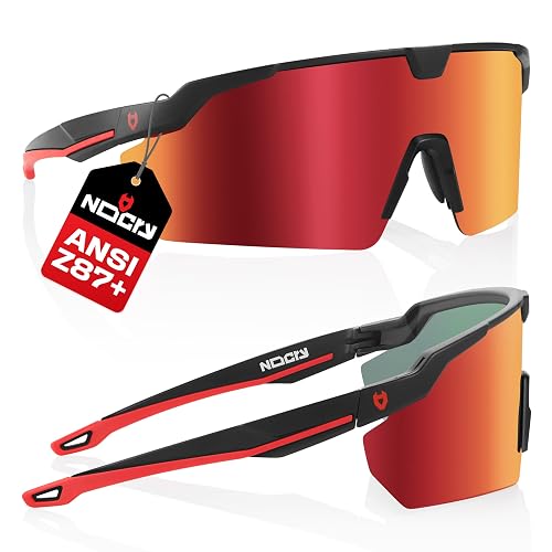 NoCry Anti-Fog Safety Sunglasses for Men and Women — Work Sunglasses | Wraparound Mirrored Glasses, ANSI Z87,Anti-Fog & Anti-Scratch,UV380, Lightweight, Adjustable, Eye Protection for Construction