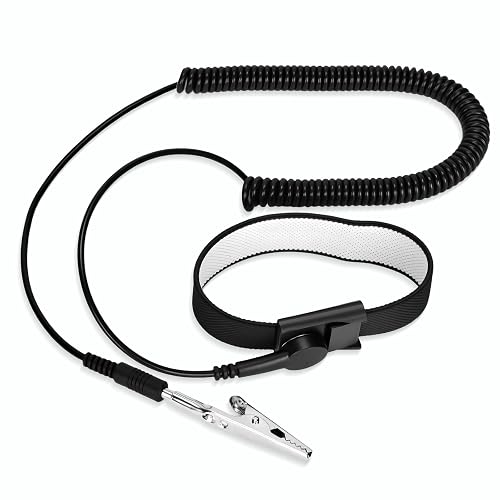 FRXIE Anti Static Wrist Strap, Adjustable ESD Wrist Strap with Alligator Clip, Grounding Bracelet with Extra Long Cord for PC Computer Building Electronics Repair [Regular Size]