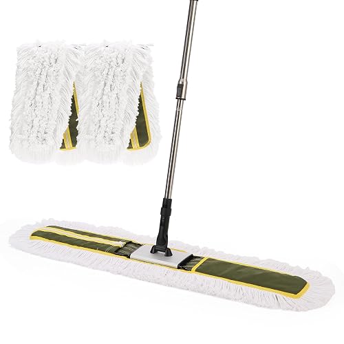 CLEANHOME 36" Commercial Dust Mop for Hardwood Floors, Tile, Laminate | Heavy Duty Industrial Mop with Telescopic Handle, 2 Washable Microfiber Pads, Cleaning for Home, Warehouse, Office