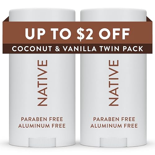 Native Deodorant Contains Naturally Derived Ingredients, 72 Hour Odor Control, Deodorant for Women and Men, Aluminum Free, Coconut & Vanilla 2.3 oz (Pack of 2)