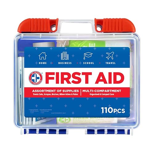 Be Smart Get Prepared 110 Pc First Aid Kit - Home, Car, Office, Travel, FSA