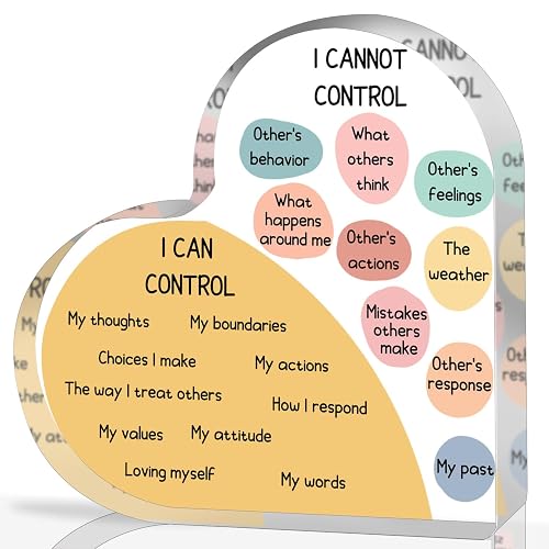 Things I Can Control Mental Health Decor, Acrylic Heart Gifts Mindfulness Decor for Therapy Office , School Counselor Sign Therapist Office Art Decorations for Therapist Office Living Room Bedroom