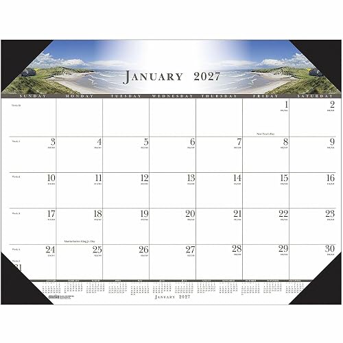 House of Doolittle 12 Month Illustrated Monthly Calendar Desk Pad, January 2027 to December 2027, 22" x 17"