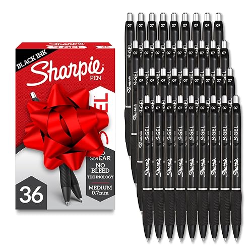 Sharpie S-Gel Gel Pens Drawing Pens Gel Ink For Journaling Writing Coloring Medium Point (0.7Mm) Black Ink Pen 216 Count, Pack of 6
