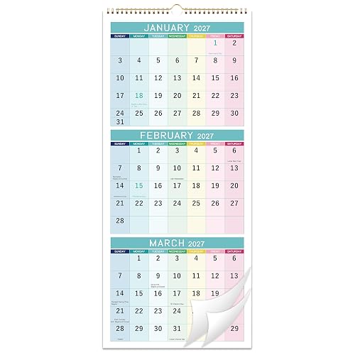 2027 Wall Calendar - 3-Month Wall Calendar Display, 11.25" x 26" | Jan. 2027 - Dec. 2027, 2027 Calendar Display (Folded in a Month) - Classic
