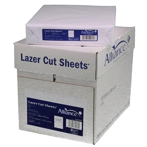 Perforated Paper Alliance Laser Cut Sheet 8.5 x 11 inch, 20 lb, 92 Bright - Made In The USA (5.5 From Bottom, 2,500 Sheets | Case)