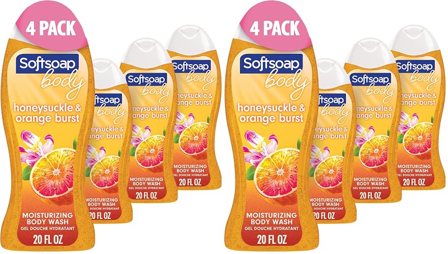 Softsoap Body Wash,Honeysuckle & Orange Burst Body Wash,20 Ounce,(Pack of 8)