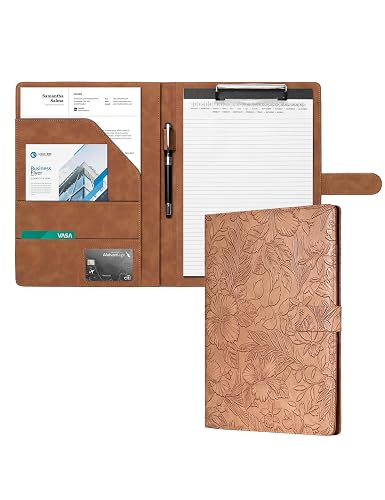 Clipboard Folder Padfolio, Mymazn Writing Portfolio Faux Leather Clipboards with Cover for Legal Pad Holder Letter Size A4 8.5 x 11 for Business Conference Notepad Clip Boards