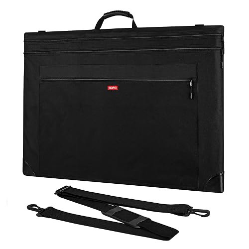 Nicpro Light Weight Art Portfolio Bag, 24" x 36" Art Canvas Portfolio Case | with Detachable Shoulder Strap, Leather Corners, Carrying Storage Case for Artwork, Poster, Sketching, and Drawing, Black