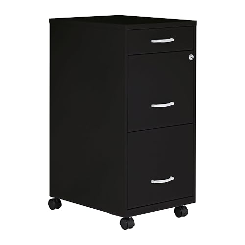 Lorell NuSparc Mobile 3 Drawer Locking Filing Cabinet | Pre-Assembled Steel Construction | Space-Saving Design is Perfect for Home and Small Office | Letter-Size | Assembled in North America