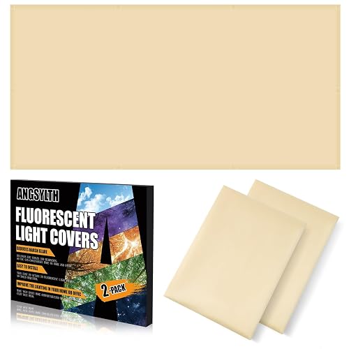ANGSYLTH 2 Pcs Fluorescent Light Covers, 4x2 Feet Covers for Ceiling Lights | Magnetic Light Filters for Classroom, Office, Hospitals, Home (Warm Yellow)