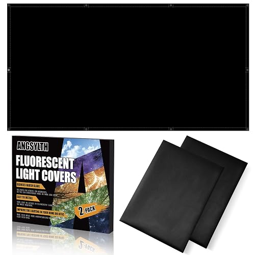 ANGSYLTH 2 Pcs Fluorescent Light Covers, 4x2 Feet Covers for Ceiling Lights | Magnetic Light Filters for Classroom, Office, Hospitals, Home (Black)