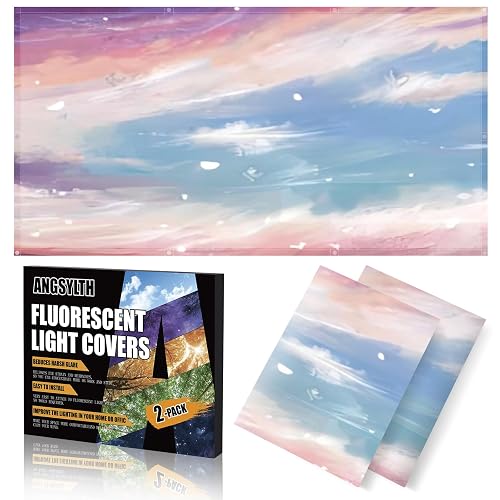 ANGSYLTH 2 Pcs Fluorescent Light Covers, 4x2 Feet Covers for Ceiling Lights | Magnetic Light Filters for Classroom, Office, Hospitals, Home (Sunset Glow)