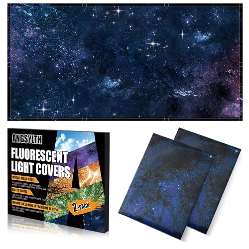 ANGSYLTH 2 Pcs Fluorescent Light Covers, 4x2 Feet Covers for Ceiling Lights | Magnetic Light Filters for Classroom, Office, Hospitals, Home (Starry Sky)