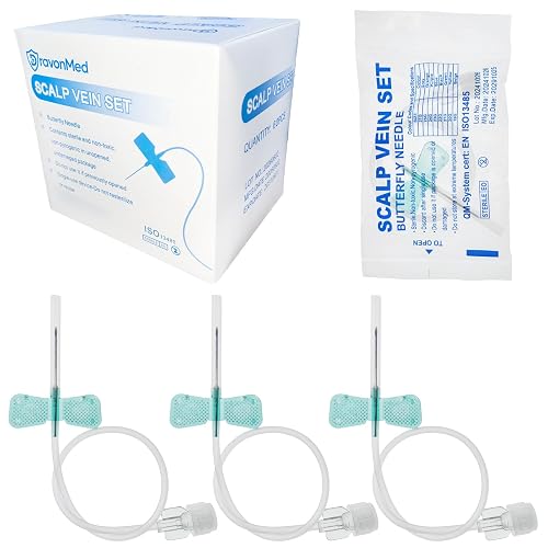 60pcs Butterfly Infusion Needle,Intravenous Infusion Needle,Sterile Individual Packaging for Lab and Veterinary (21G)