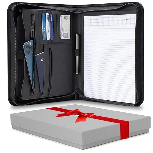 Forevermore Portfolio Binder, Slim No Ring, Zipper, Vegan Leather, Black