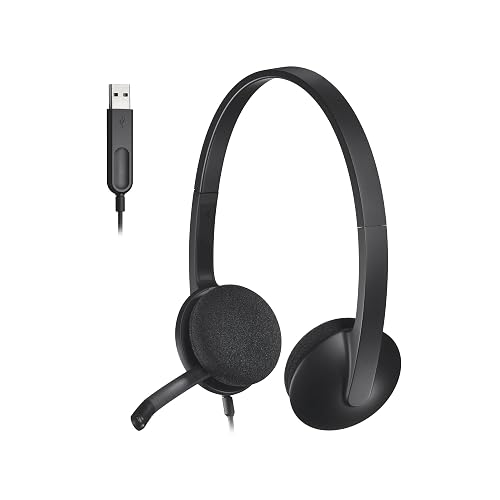 Logitech H340 Wired Stereo Headset for Windows and Mac, USB-A, Black | Compatible with Windows and Mac, lightweight design, clear digital audio