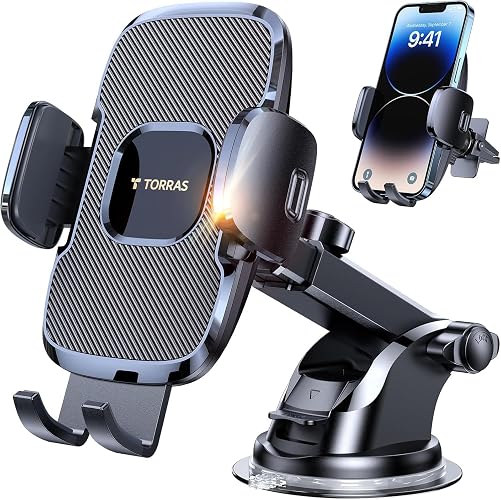 TORRAS Ultra-Durable Phone Holders for Your Car【96+LBS Strongest Suction】 Car Phone Holder Mount, Safety Certs Cell Phone Car Mount Truck for Dashboard Windshield Vent for iPhone 18 17 16 15 Pro Max