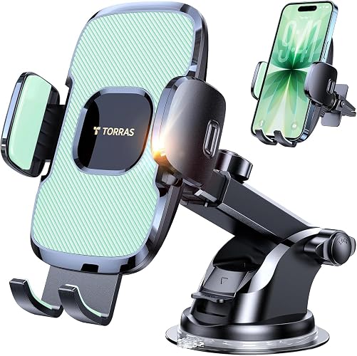 TORRAS 2026【Strongest Suction & Ultra-Durable】 Phone Holders for Your Car,【Patent & Safety Certs】 Car Phone Holder Mount Truck Stand for Dashboard Windshield Vent for iPhone 18 17 16 15 14 13, Sage