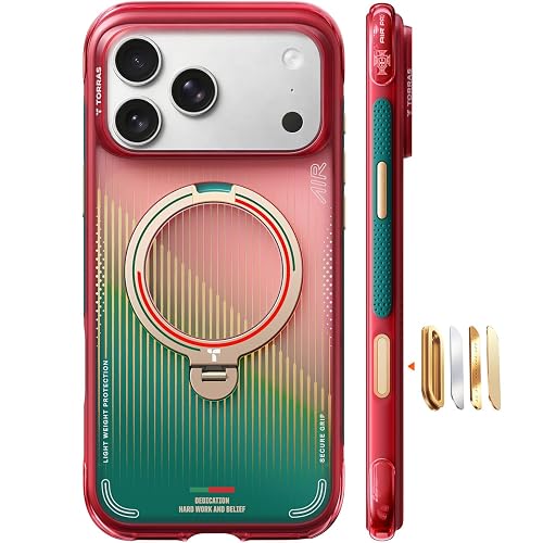 TORRAS Q3 Air World Cup 2026 Series for iPhone 17 Pro Case - Wave Passion | AirPro Cushion, 360 Magnetic Stand, Fit for MagSafe, Heavy Duty Impact Protection, Camera Control Button, 6.3 inch