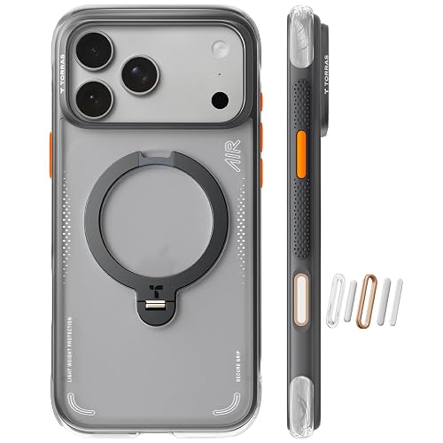 TORRAS Q3 Air for iPhone 17 Pro Case, 360 Magnetic Stand - Shadow Black | AirPro Cushion, Fit for MagSafe, Heavy Duty Impact Protection, Camera Control Button, Tough Durable Phone Case, 6.3 inch