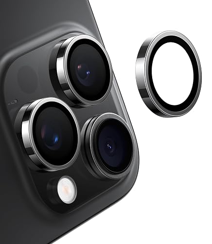 TORRAS for iPhone 15 Pro Max/15 Pro Camera Lens Protector,Black Titanium | 3-Year Ultimate Durability,Military-Grade,9H+ Anti-Scratch, Anti-Reflection,1:1 Invisible Fit, Aerospace Glass,Metal Frame