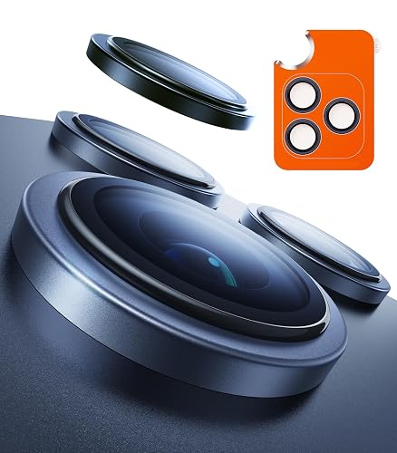 TORRAS 3-Year Ultimate Durability for iPhone 17 Pro Max/17 Pro Camera Lens Protector-1:1 Invisible Fit & Ultra Clarity, Military-Grade 9H+ Aerospace Glass, Anti-Scratch, Metal Frame, Deep Blue