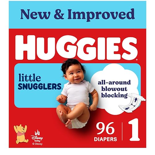 Huggies Little Snugglers Diapers Size 1, 96 Count | Blowout Protection, Leakproof Protection, Luxury Softness, FastAbsorb System, Hypoallergenic, Fragrance Free
